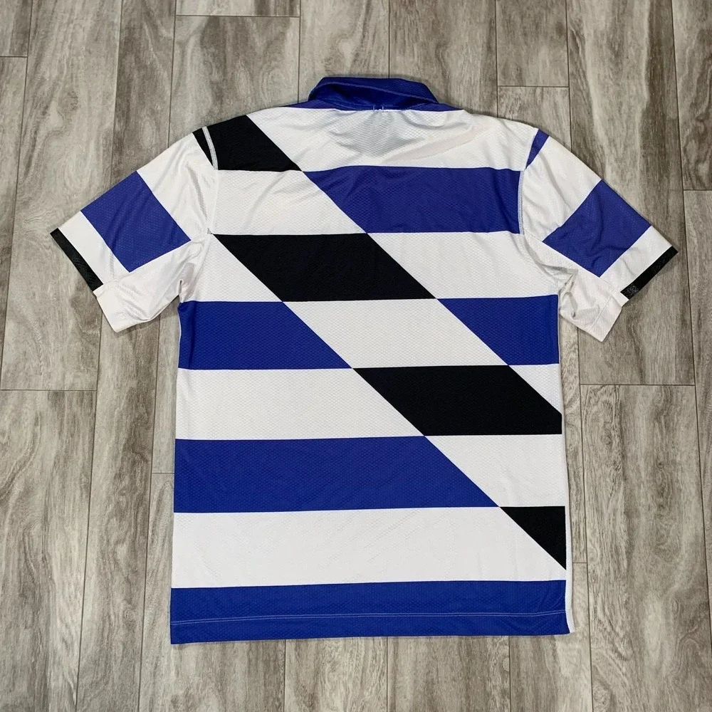 Nike Polo Shirt Mens Small White‎ Blue Color block Dri-Fit Golf